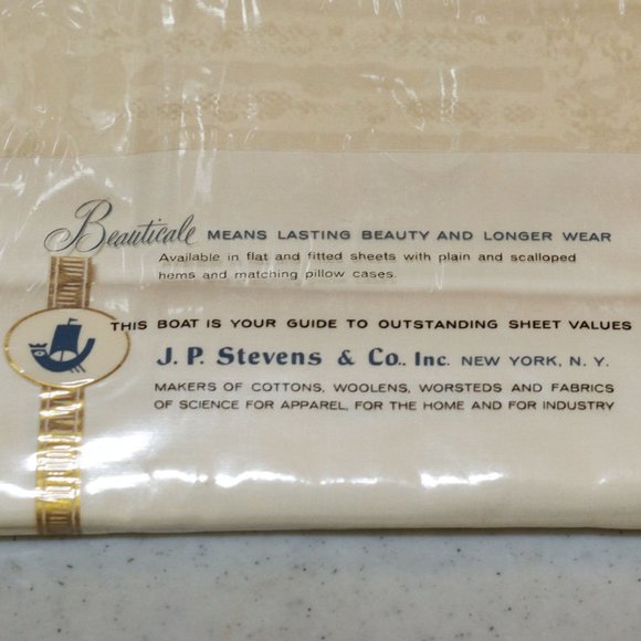 NWD Vtg Stevens Beauticale Cotton 200 Thread (2) Cream Pillow Cases 42 x 38.5 - Picture 6 of 9